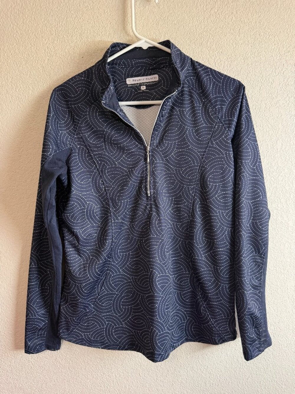 Pebble Beach Women's Navy Geometric 1/4 Zip Performance Pullover Size M